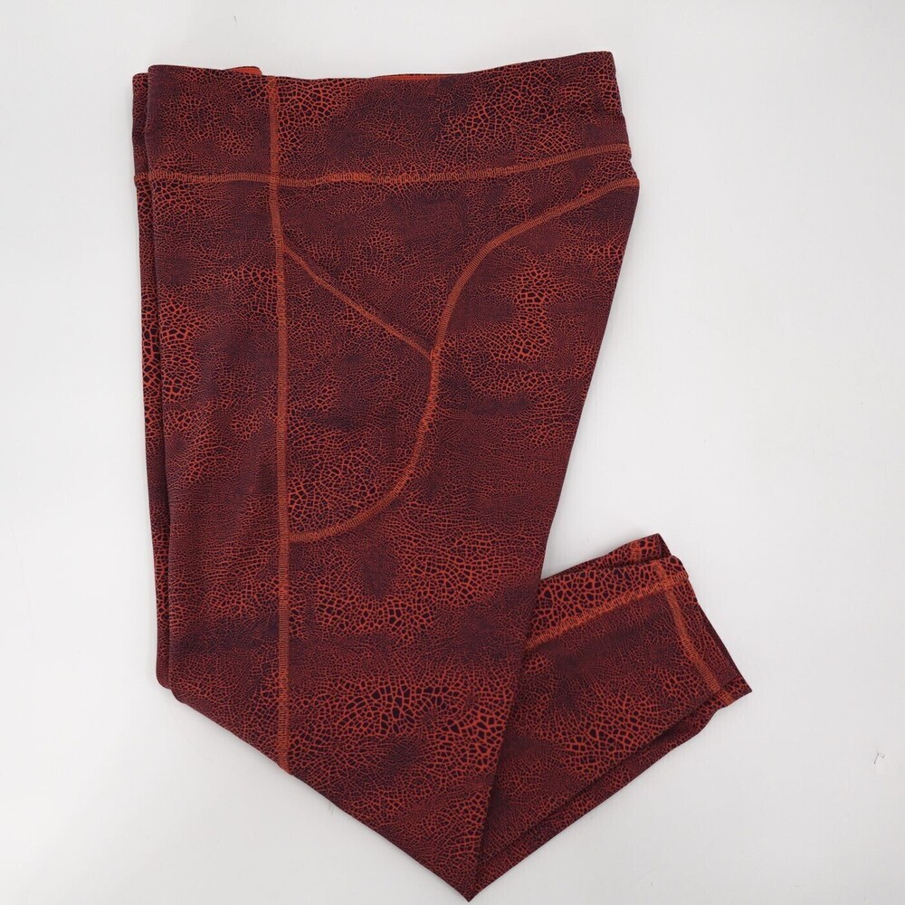 Lululemon Leggings Womens Size 18 Maroon Geometric Print Stretch Athletic Yoga